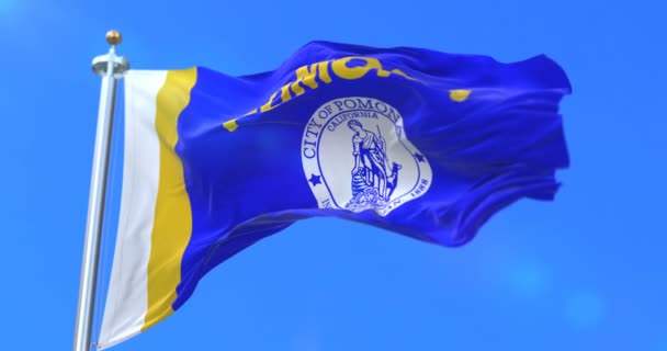 Flaga Pomona Państwo Miasto Kalifornii Usa Lub Stany Zjednoczone Ameryki — Wideo stockowe
