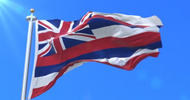 Прапор Гаваїв Держави Області Сполучених Штатів Розмахуючи Вітер Петля — стокове відео