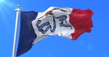 Amerikan Iowa Eyalet Bölge rüzgarda sallayarak Amerika Birleşik Devletleri bayrak - döngü