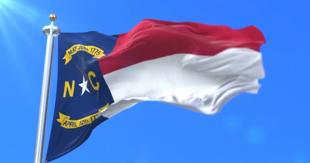 Vlag Van North Carolina Staat Regio Van Verenigde Staten Lus — Stockvideo