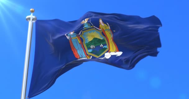 Vlajka Státu New York Oblast Spojených Států Smyčka — Stock video