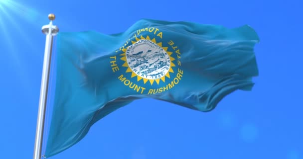 Vlag Van South Dakota Staat Regio Van Verenigde Staten Lus — Stockvideo