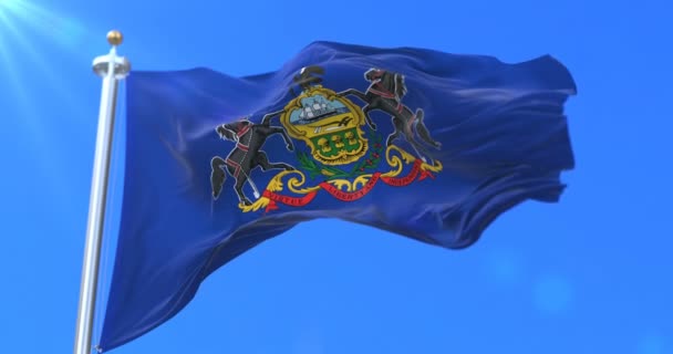 Flaggan Pennsylvania Stat Region Usa Slinga — Stockvideo