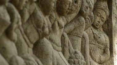 Bir arkeolojik Asya anıt duvar taş farklı rakamlar
