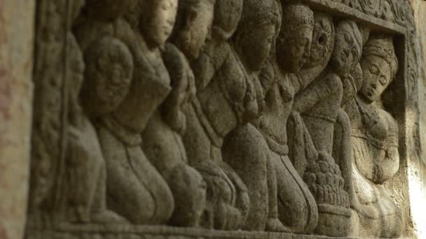 Diverse Figure Monumento Archeologico Pietra Dell Asia — Video Stock