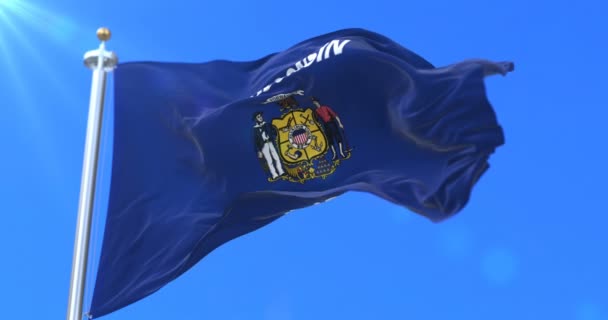 Vlag Van Wisconsin Staat Regio Van Verenigde Staten Van Amerika — Stockvideo