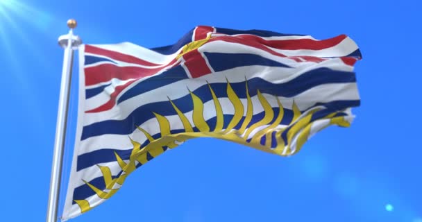 Bandeira Região Canadense Colúmbia Britânica Província Canadá Loop — Vídeo de Stock