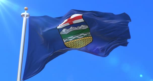 Flagga Kanadensiska Provinsen Alberta Provinsen Kanada Slinga — Stockvideo