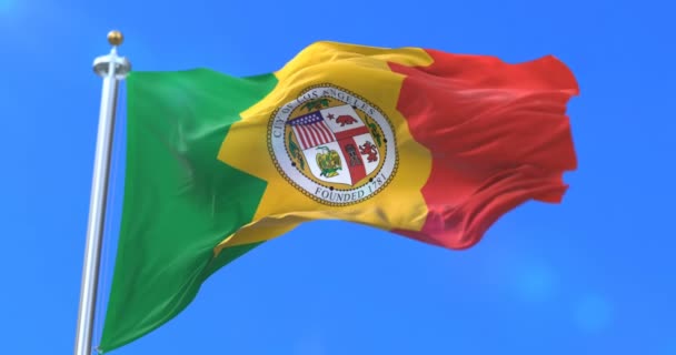 Bandeira Cidade Los Angeles Cidade Dos Estados Unidos América Loop — Vídeo de Stock