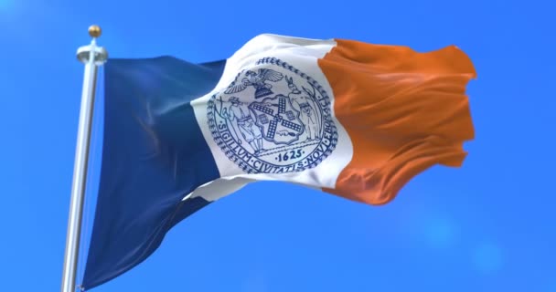 Flagga New York City Staden Förenta Staterna Slinga — Stockvideo