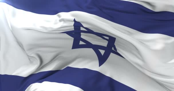 Vlag Van Israël Zwaaien Wind Met Blauwe Hemel Traag Lus — Stockvideo