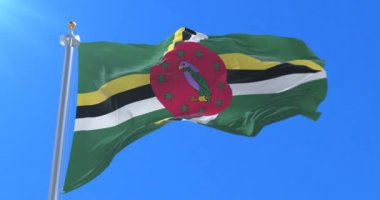 Yavaş, döngü içinde mavi gökyüzü ile Dominik bayrak sallayarak, Rüzgar