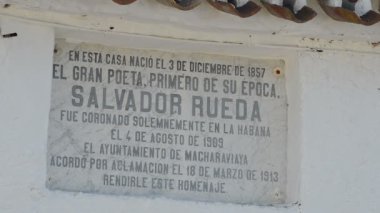 Şair Benaque Salvador Rueda yerel evde Hatıra plak