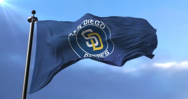 Flagge Der Mannschaft Der San Diego Padres Amerikanisches Profi Baseballteam — Stockvideo