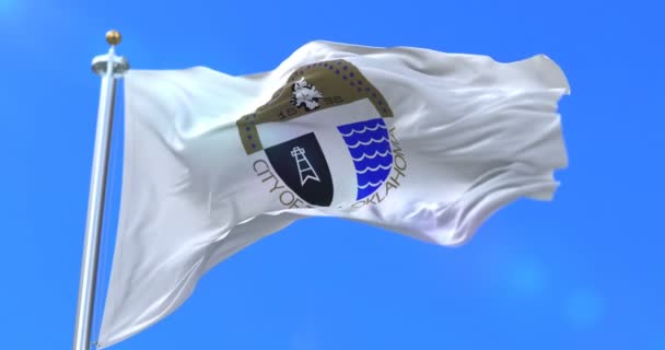 タルサ市 市内のアメリカ合衆国 の旗のループします — ストック動画