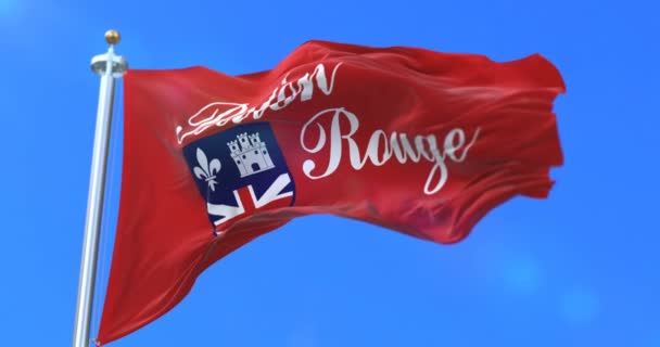 Флаг Батон Руж Город Луизиана Соединенных Штатах Америки Петля — стоковое видео