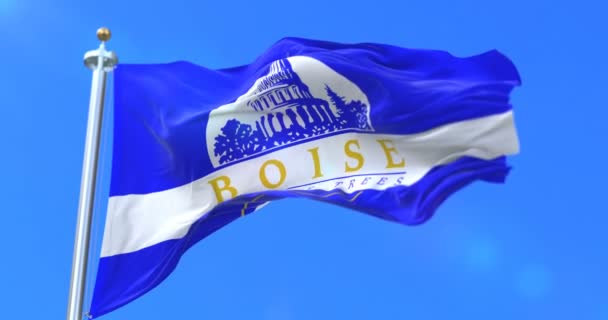 Vlag Van Boise City Stad Van Idaho Verenigde Staten Van — Stockvideo