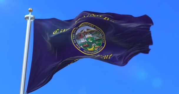 Σημαία Του Μπρίτζπορτ Πόλη Πόλη Του Κονέκτικατ Ηνωμένες Πολιτείες Της — Αρχείο Βίντεο