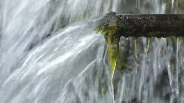 Vecchio Tubo Che Espelle Acqua Una Sorgente Acqua — Video Stock