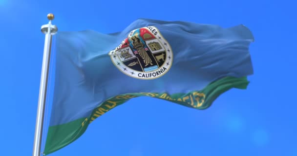 Vlag Van Los Angeles County Staat Van Californië Verenigde Staten — Stockvideo