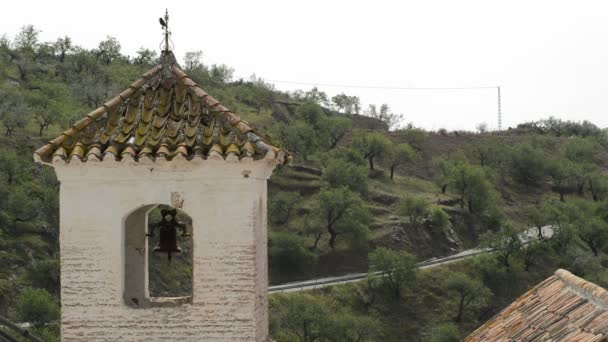 Antiga Torre Sineira Igreja Cristã Daimalos Espanha — Vídeo de Stock