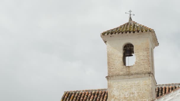 Antiga Torre Sineira Igreja Cristã Construída Sobre Minarete Árabe Daimalos — Vídeo de Stock