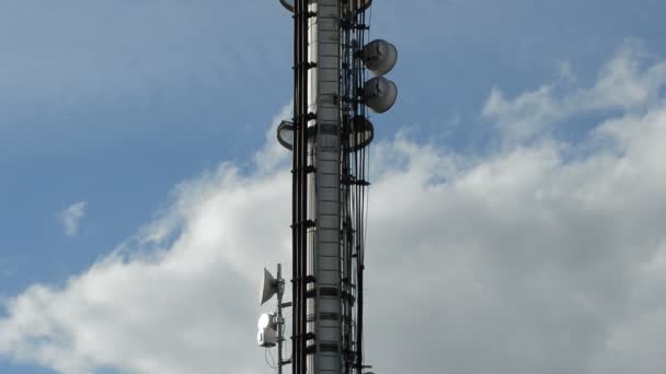 Telecommunications Antenna Tower Sky Clouds — Stock Video