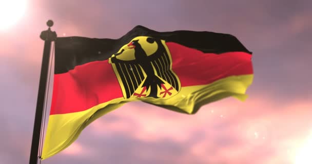 Немецкий Флаг Машущий Ветром Закате Петля — стоковое видео