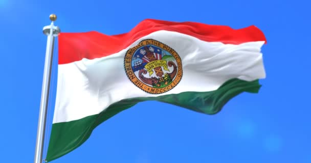 Bandera Del Condado San Diego Estado California Estados Unidos Loop — Vídeos de Stock
