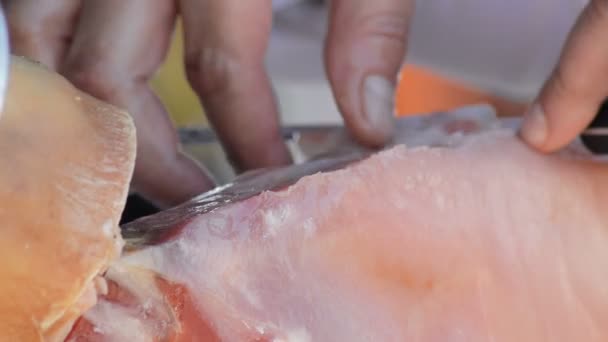 Coupe Jambon Serrano Espagnol Avec Couteau Jambon — Video