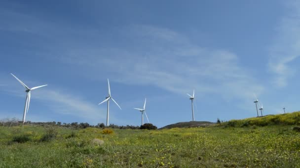 Turbinas Eólicas Energia Renovável Movimento — Vídeo de Stock