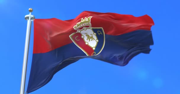 Flagga Club Atletico Osasuna Spanska Fotbollsklubben Viftande Vinden Slinga — Stockvideo