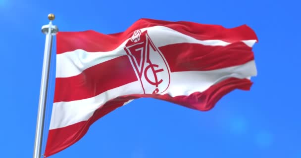 Флаг Granada Club Futbol Испанский Футбольный Клуб Машущий Ветром Петля — стоковое видео