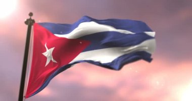 Yavaş günbatımı, döngü içinde Küba bayrak sallayarak, Rüzgar