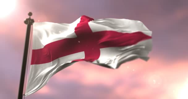 Bandera Inglaterra Ondeando Viento Atardecer Bucle — Vídeos de Stock