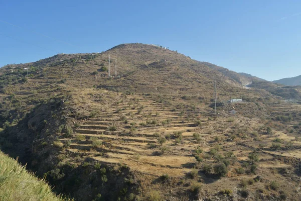 Гора Банкетами Або Сільськогосподарськими Терасами Виготовленими Півдні Іспанії — стокове фото