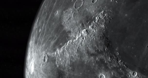 Montes Apenninus Superficie Lunar Luna Rotación Render — Vídeos de Stock