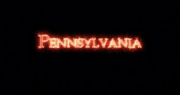 Pennsylvania Escrito Con Fuego Bucle — Vídeo de stock
