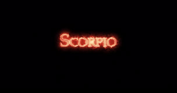 Scorpione Segno Astrologico Scritto Con Fuoco Ciclo — Video Stock