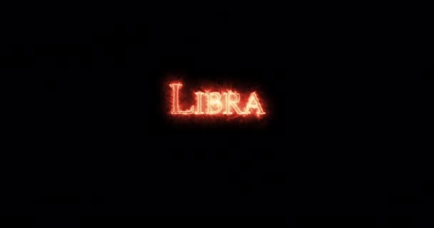 Signo Astrológico Libra Escrito Con Fuego Bucle — Vídeos de Stock