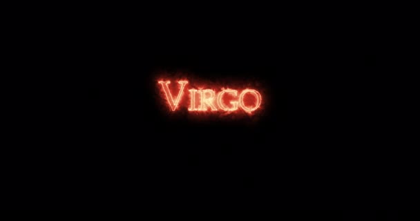 Signo Astrológico Virgo Escrito Con Fuego Bucle — Vídeos de Stock