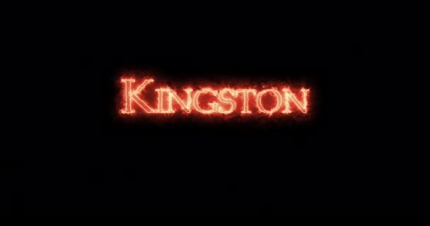 Kingston Schreef Met Vuur Lijn — Stockvideo