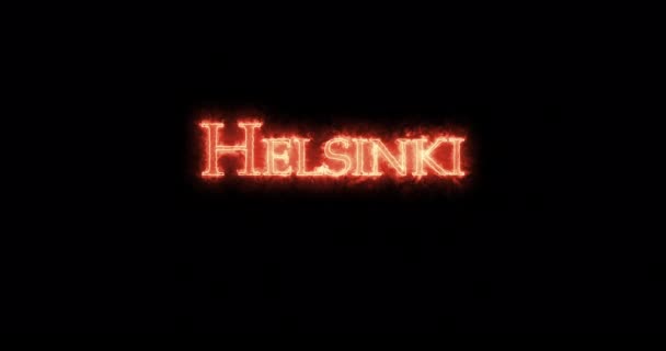 Helsinki Escrito Con Fuego Bucle — Vídeos de Stock