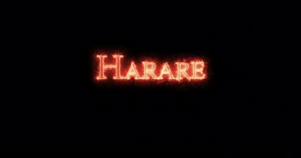 Harare Skriven Med Eld Ögla — Stockvideo