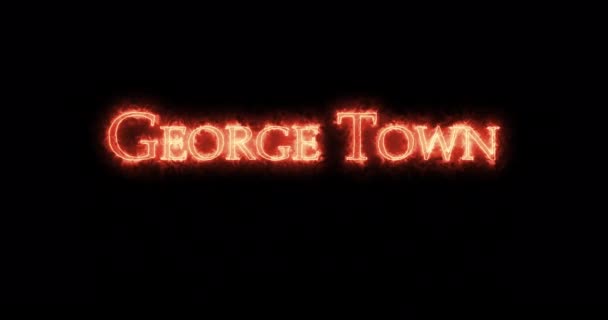 George Town Escrito Con Fuego Bucle — Vídeos de Stock