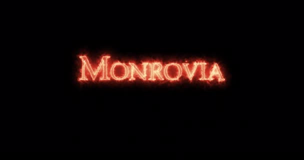 Monrovia Escrito Con Fuego Bucle — Vídeos de Stock