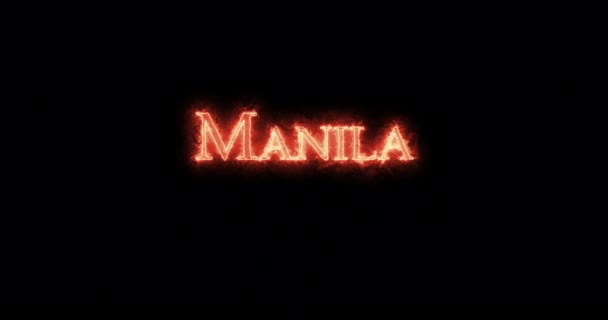 Manila Escrita Con Fuego Bucle — Vídeos de Stock