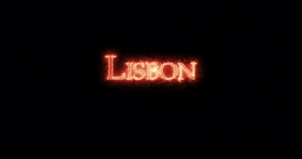 Lisbon Mit Feuer Geschrieben Schleife — Stockvideo