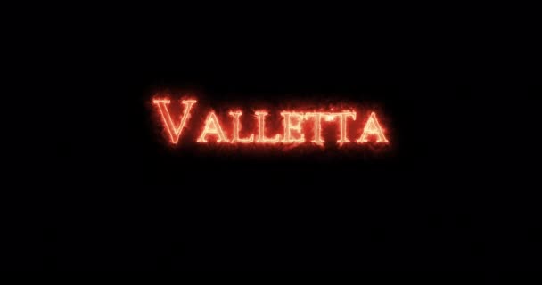 Valletta Napisana Ogniem Pętla — Wideo stockowe
