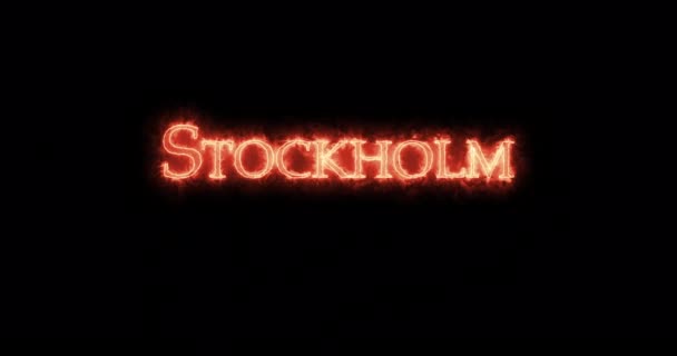 Stockholm Mit Feuer Geschrieben Schleife — Stockvideo